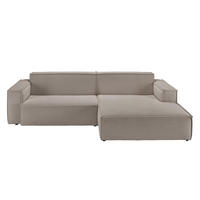 ECKSOFA SAMU Grau Cord - Schwarz/Grau, Textil (276/168cm) - KAWOLA