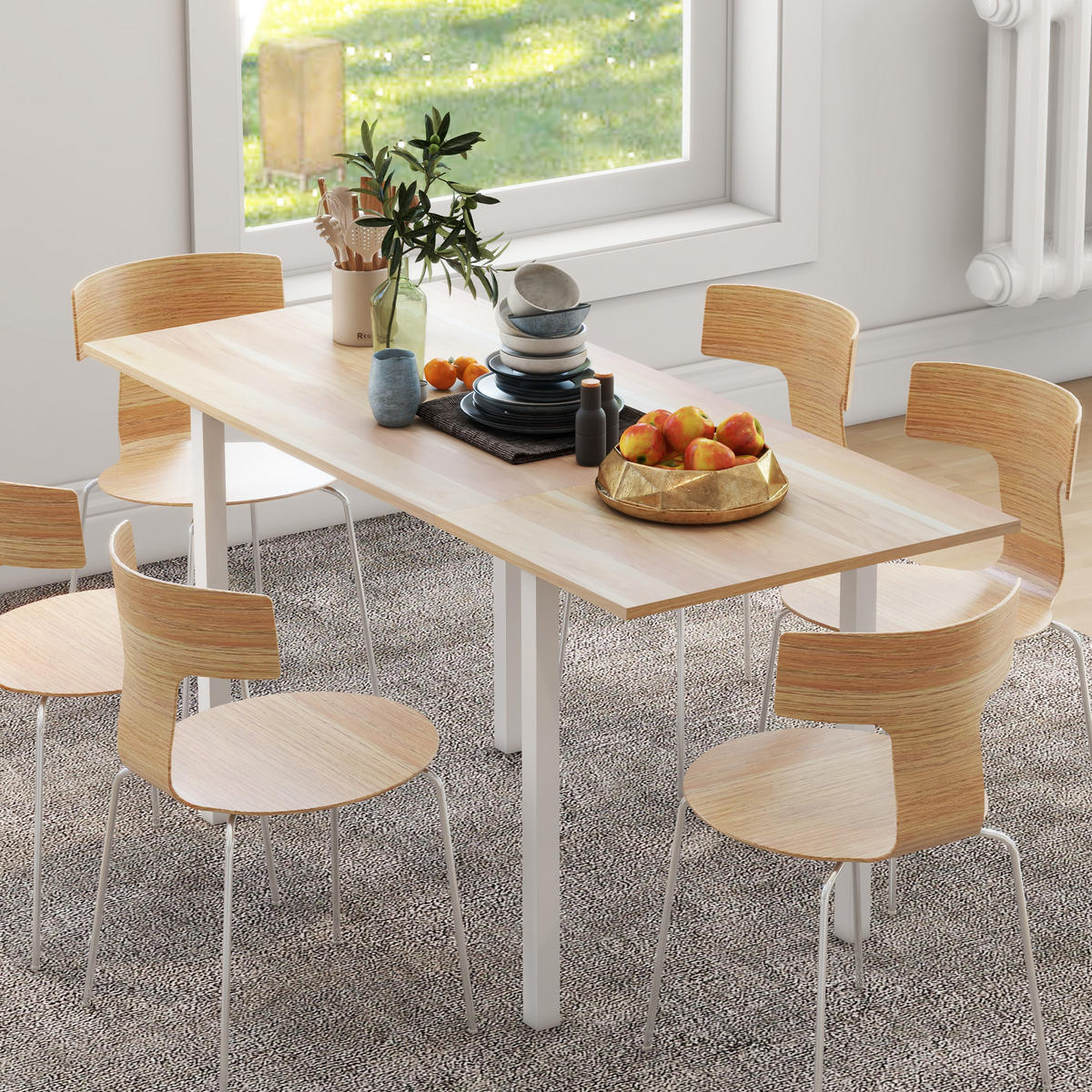 ESSTISCH klappbar, MDF, Stahl, Braun - Braun, Kunststoff (160/70/76cm) - HOMCOM