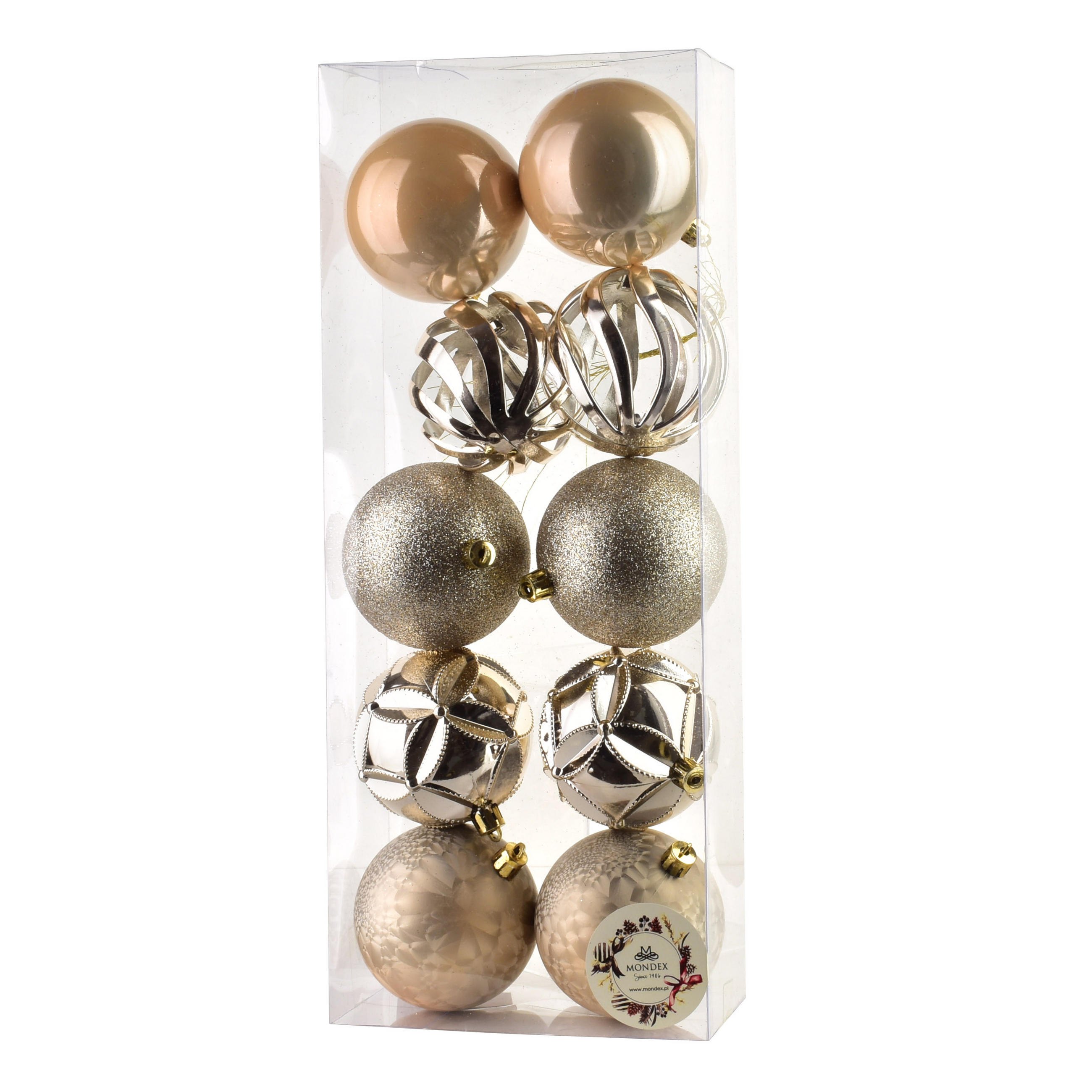 WEIHNACHTSKUGELN Santa Lila 10-tlg Champagner 7,5cm Kunststoff - Champagner, Kunststoff (15.5/39/7.5cm) - Mondex