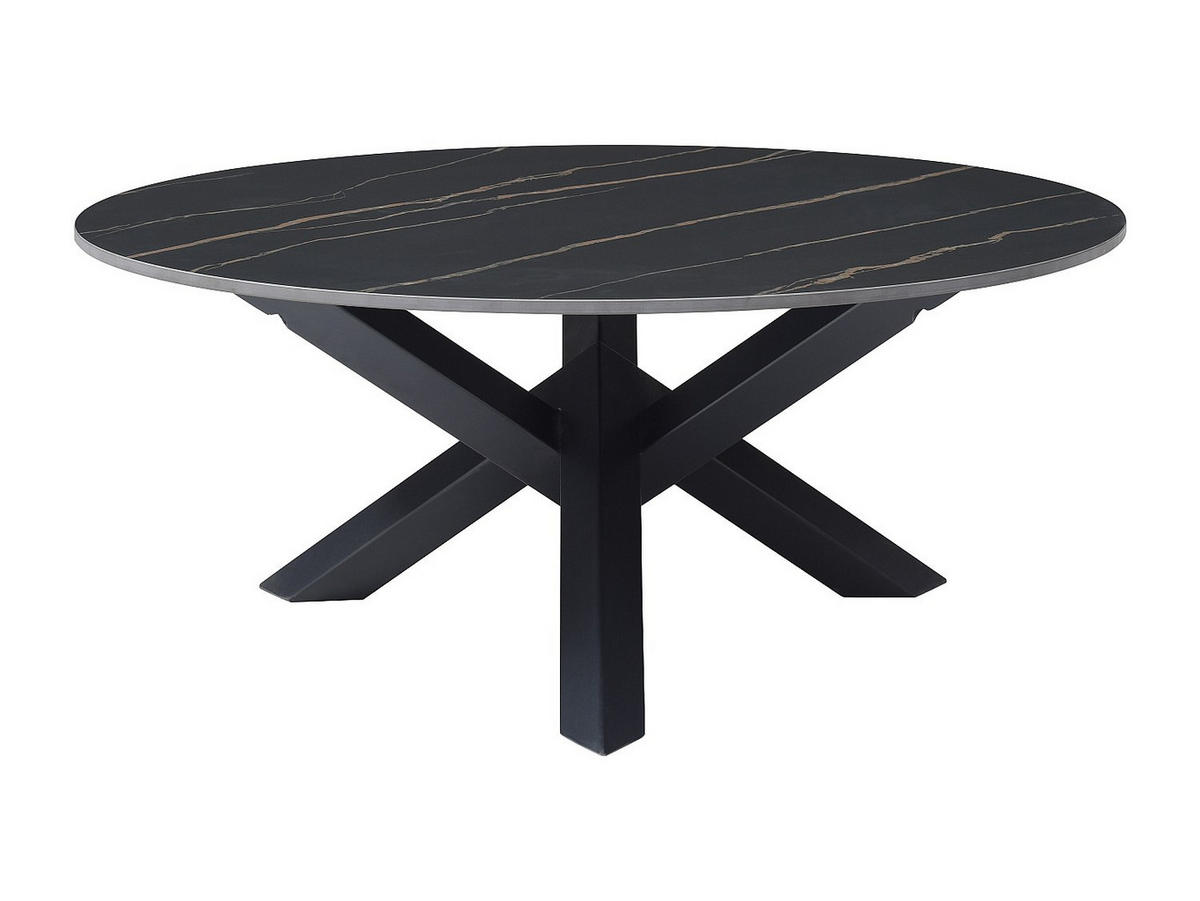 COUCHTISCH - Keramik & Metall - Marmor-Optik Schwarz - LEONORA - Schwarz, Keramik (90/90/38cm) - Vente-Unique