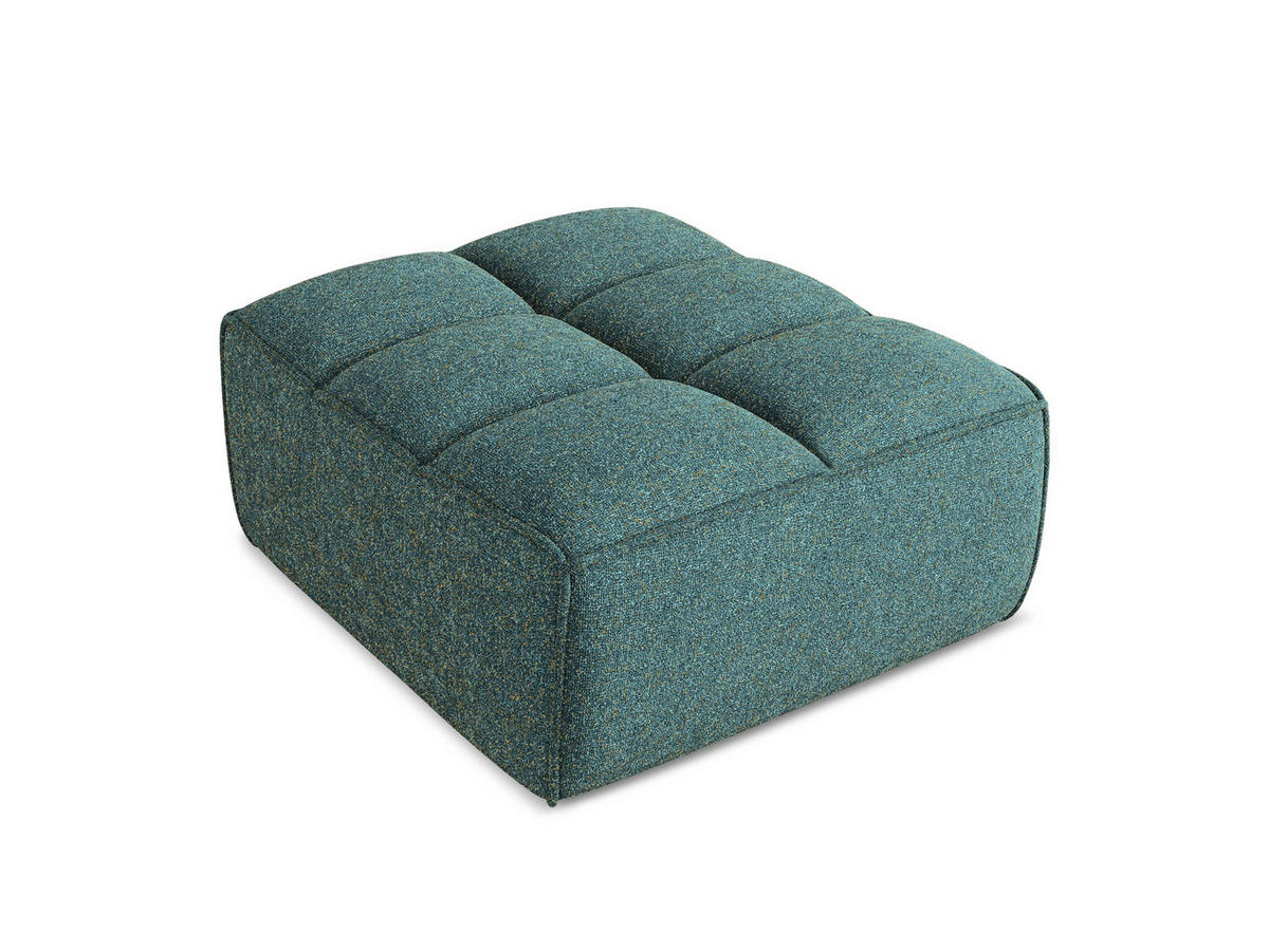 POUF Strukturstoff Stoff Blau - Blau/Petrol, Kunststoff/Textil (80/43/93cm) - Makamii