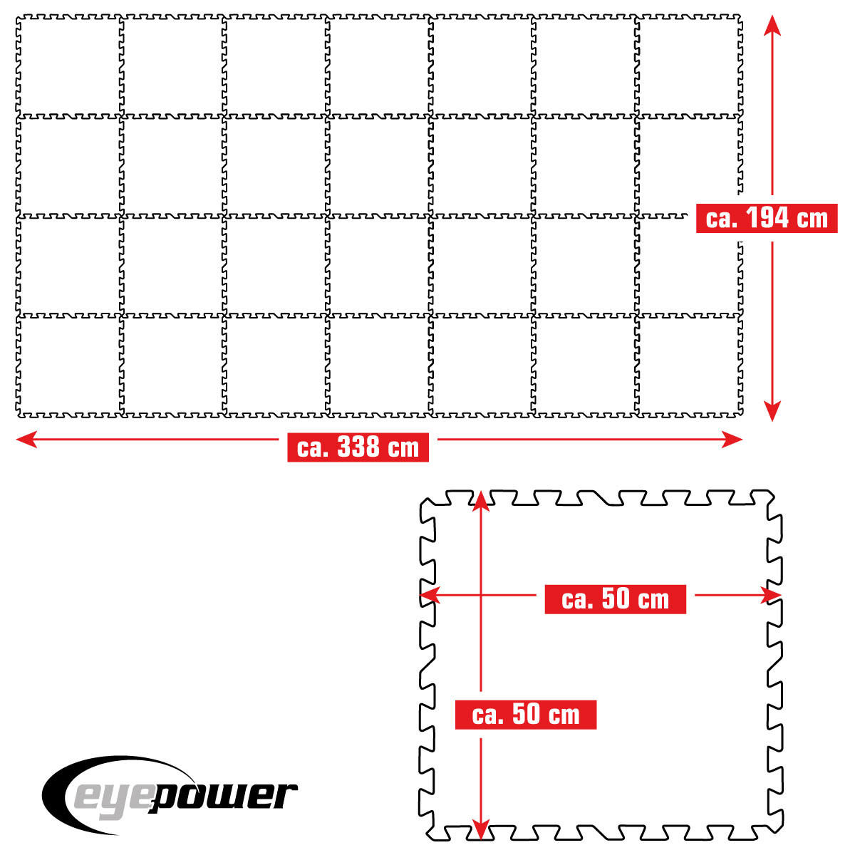 POOLMATTEN 6,6m² 28 EVA Matten 50 cm Blau - Blau, Kunststoff (50/50cm) - eyepower