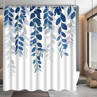 DUSCHVORHANG Blaublatt 180 x 180 cm - Blau, Textil (180/180cm)
