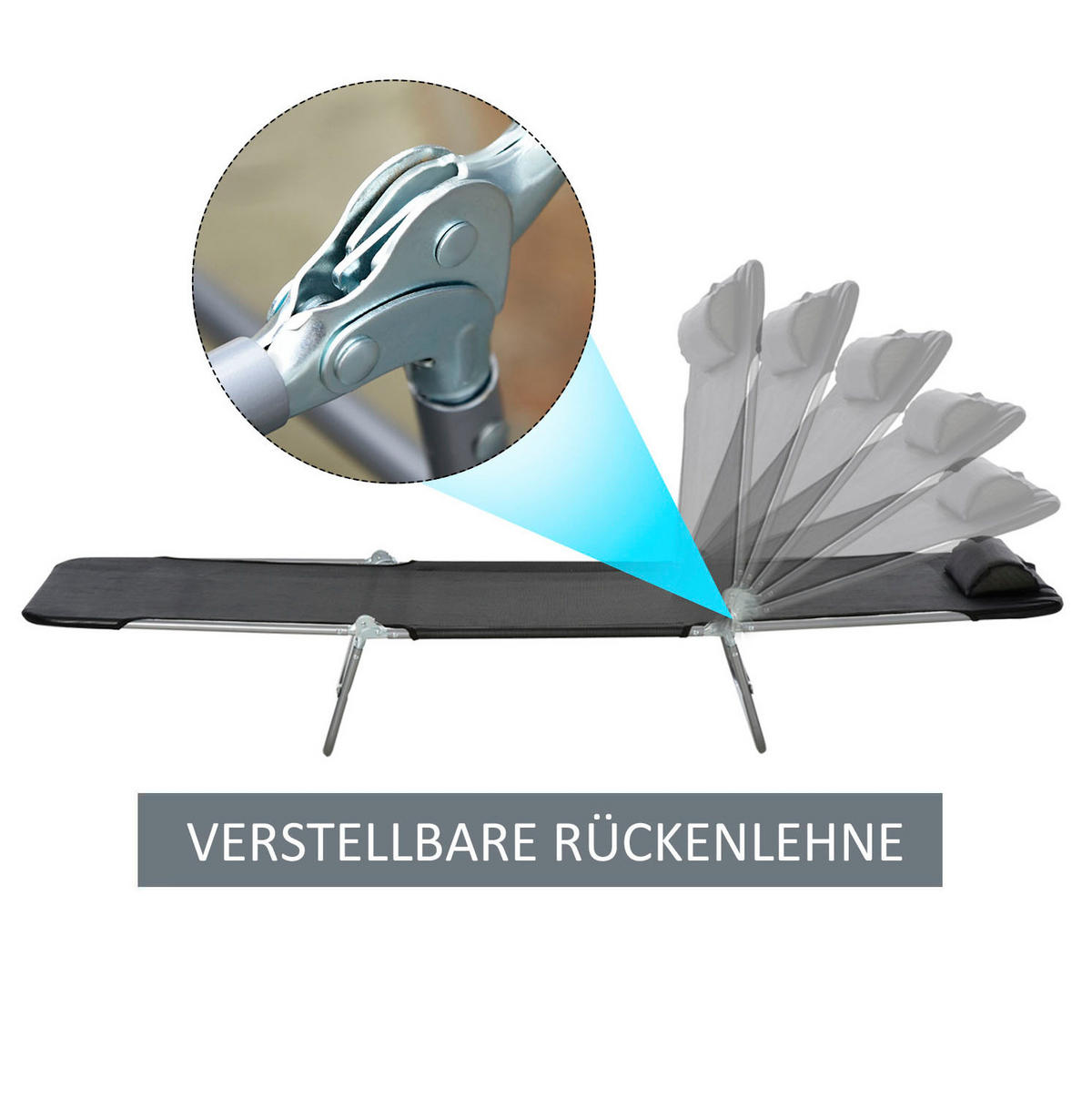 SONNENLIEGE aus Stahlrohr 182x56x24,5 cm in Schwarz mit verstellbarer Rückenlehne - Schwarz, Metall (56/24.5/182cm) - Modfu