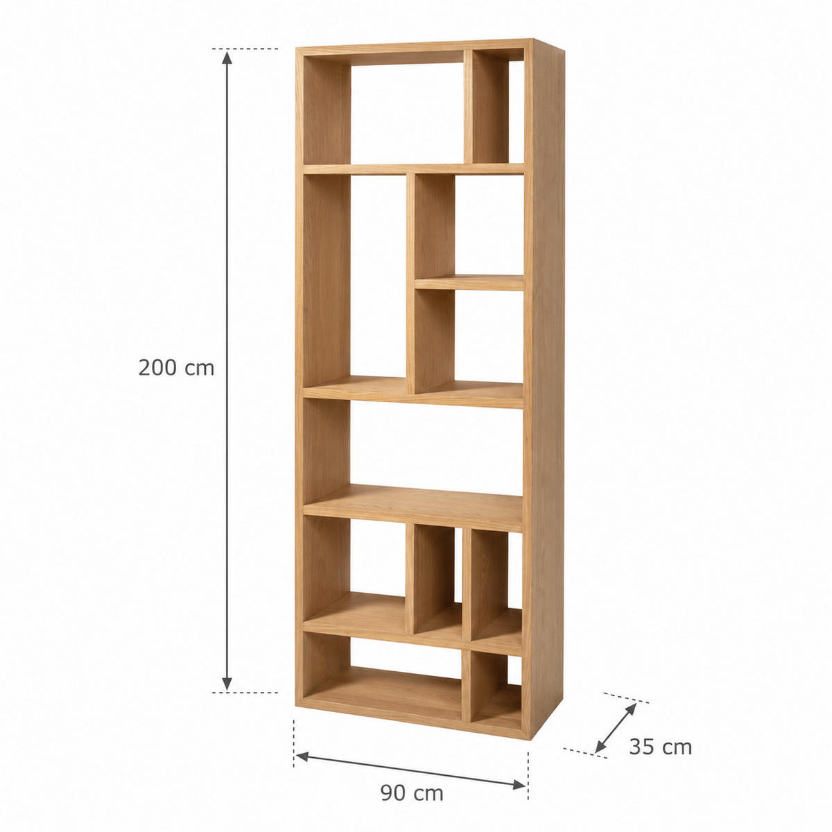 BÜCHERREGAL Bergen 90, Natur Eichenfurnier - Beige, Holz (90/200/35cm) - WOODEK