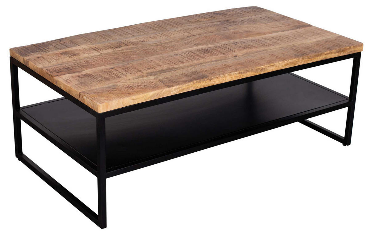 COUCHTISCH Sicilia - Schwarz/Naturfarben, Holz/Metall (60/110/41cm) - Mr. Deko
