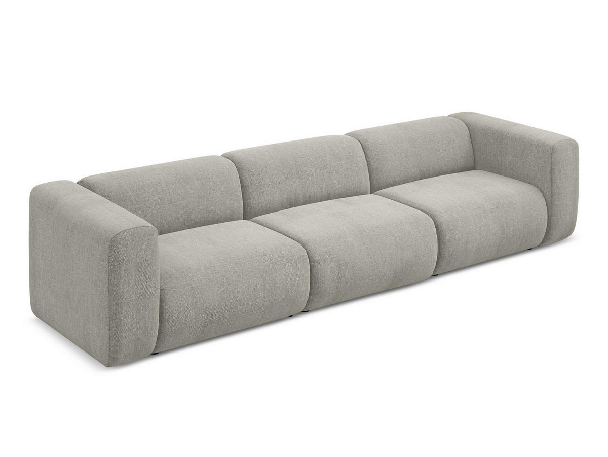 4-SITZER-SOFA Chenille Stoff Beige - Beige/Schwarz, Kunststoff/Textil (319/70/89cm) - Makamii