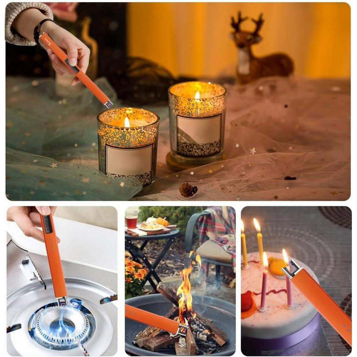 ELEKTRISCHES Feuerzeug mit USB-Aufladung Orange - Orange, Kunststoff (4.1/1.7/19.1cm)
