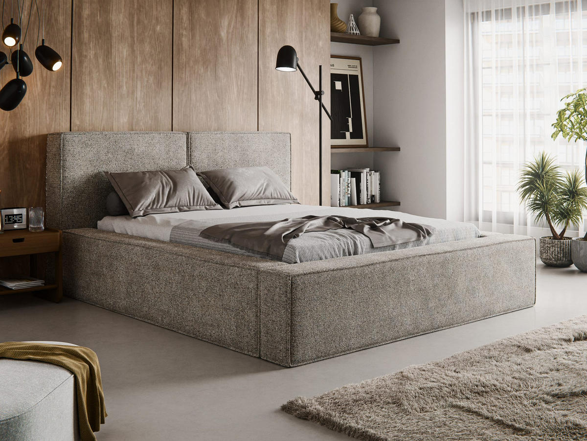 POLSTERBETT Lesti 180x200 cm, Grau - Grau, Textil (180/200cm) - Fedve