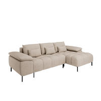 ECKSCHLAFSOFA 4-Sitzer DOLUS – Modernes Ecksofa mit Schlaffunktion Rechts montierbar, Ecru - Ecru, Holz (141/277cm) - Panda Möbel