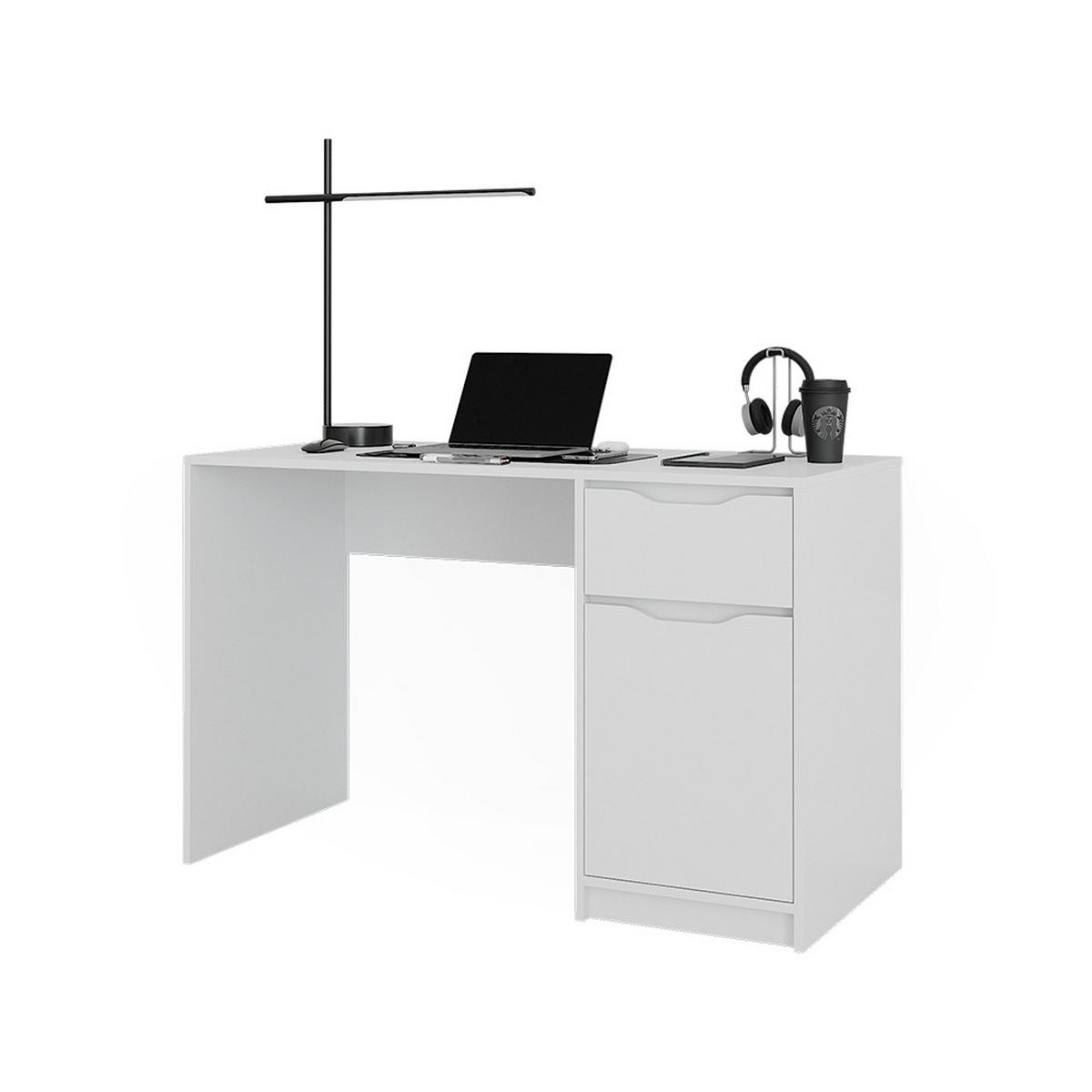 SCHREIBTISCH Ruben Weiß 120 x 55 cm mit Schublade - Weiß, Holzwerkstoff (55/120/75.6cm) - Vicco
