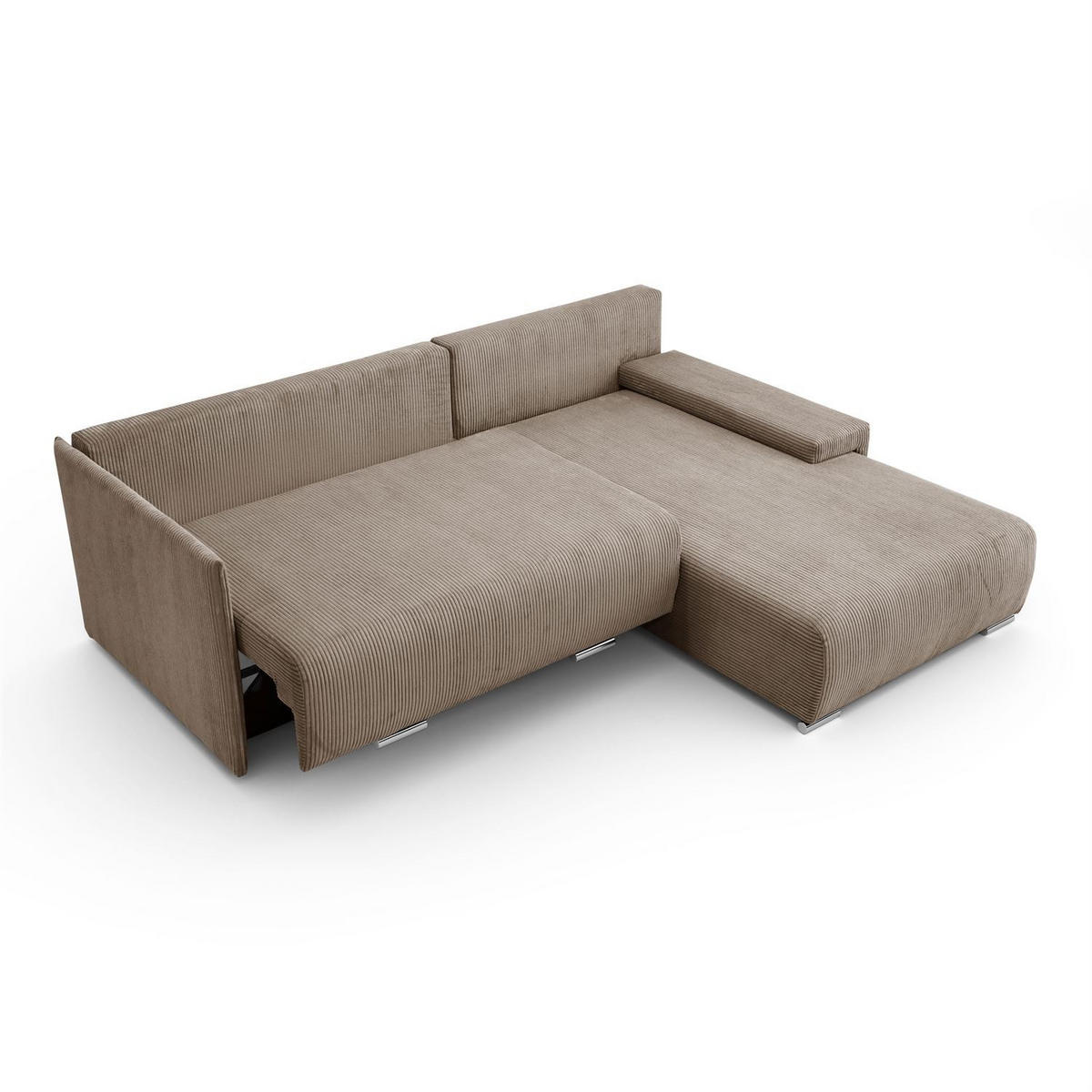 ECKSOFA LAVIO L mit Schlaffunktion und Bettzeugkasten Rechte - Braun, Textil (246/188cm) - Lookway