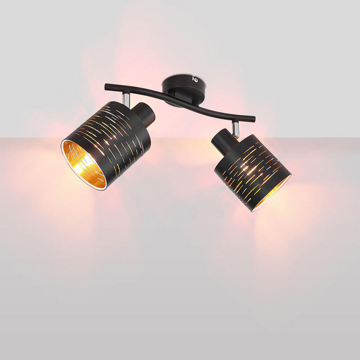 LED DECKENLEUCHTE TUNNO Schwarz Gold Metall - Schwarz, Metall (29.6/10/16cm)