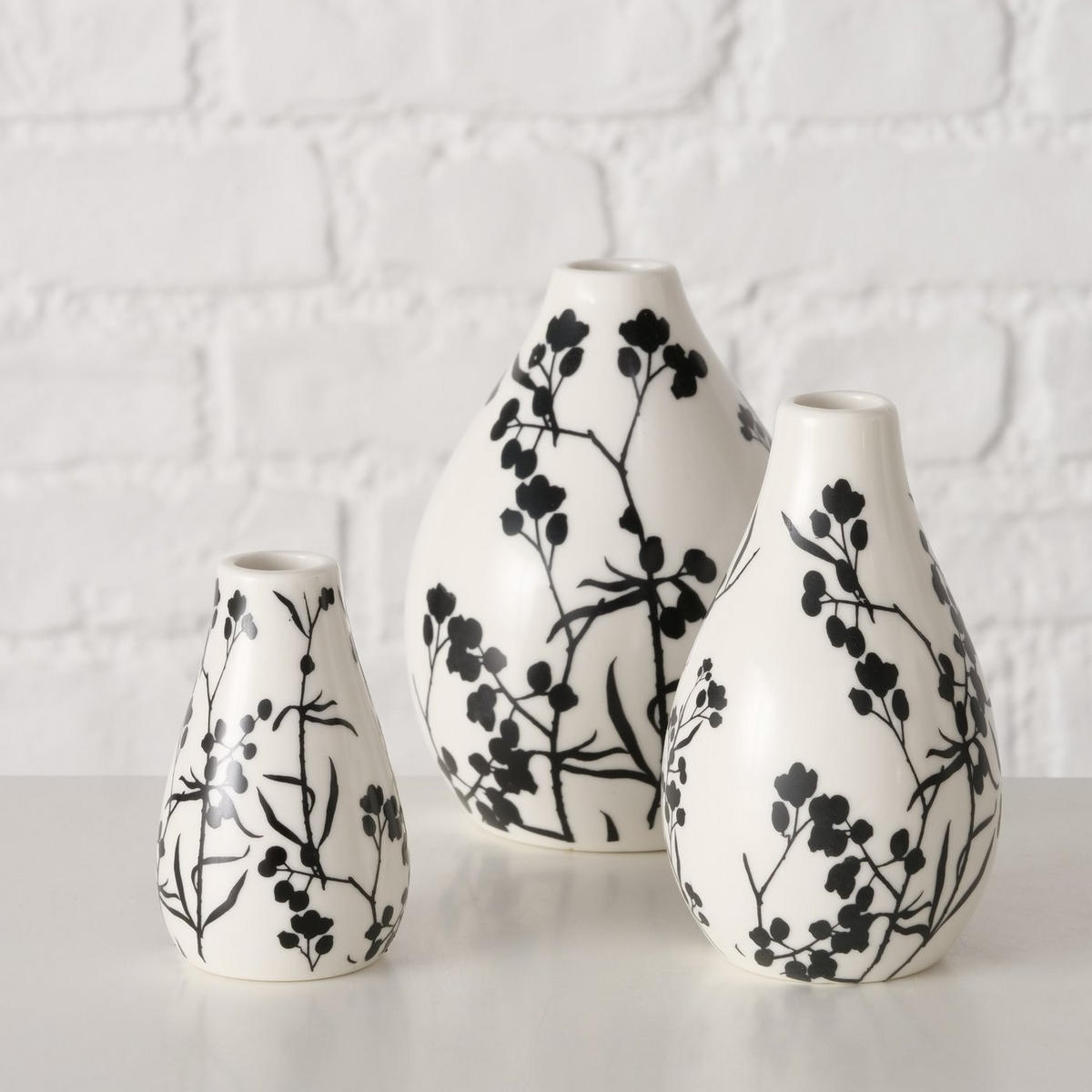 VASE handbemalt Berries - Weiß, Keramik (12cm) - Boltze Home