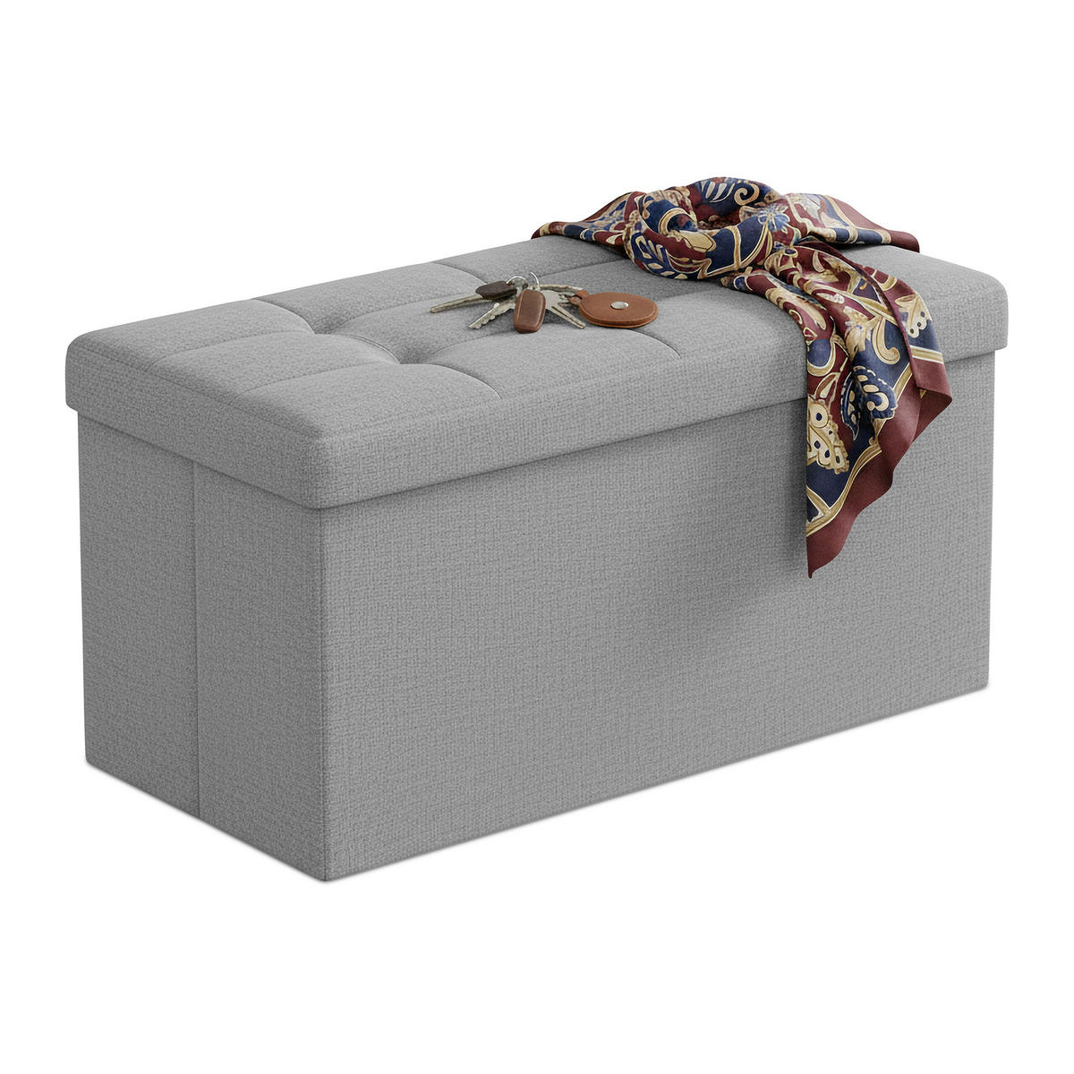 TRUHENBANK - Grau, Holzwerkstoff/Textil (76/38/38cm) - Relaxdays