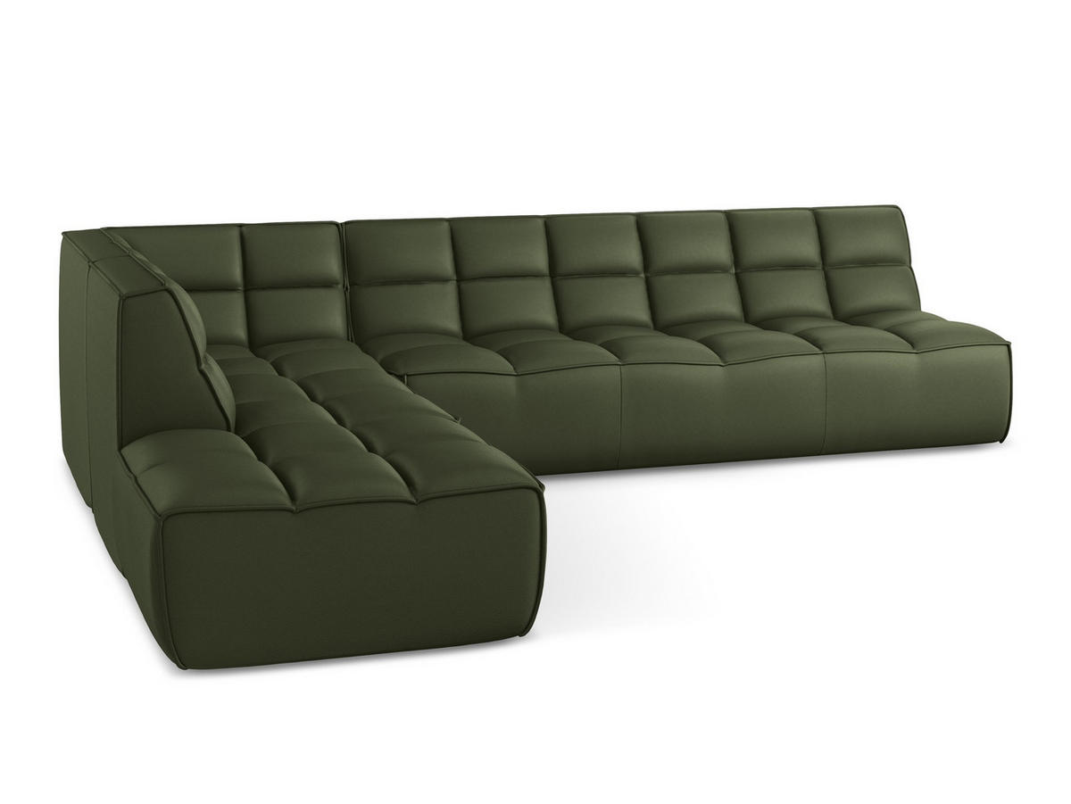 ECKSOFA Beidseitig Kunstleder Grün - Schwarz/Grün, Leder/Kunststoff (308/258cm) - Makamii