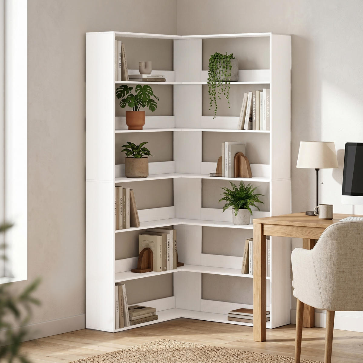 BÜCHERREGAL Spanplatte Weiß - Weiß, Holzwerkstoff (90/180/90cm) - HOMCOM