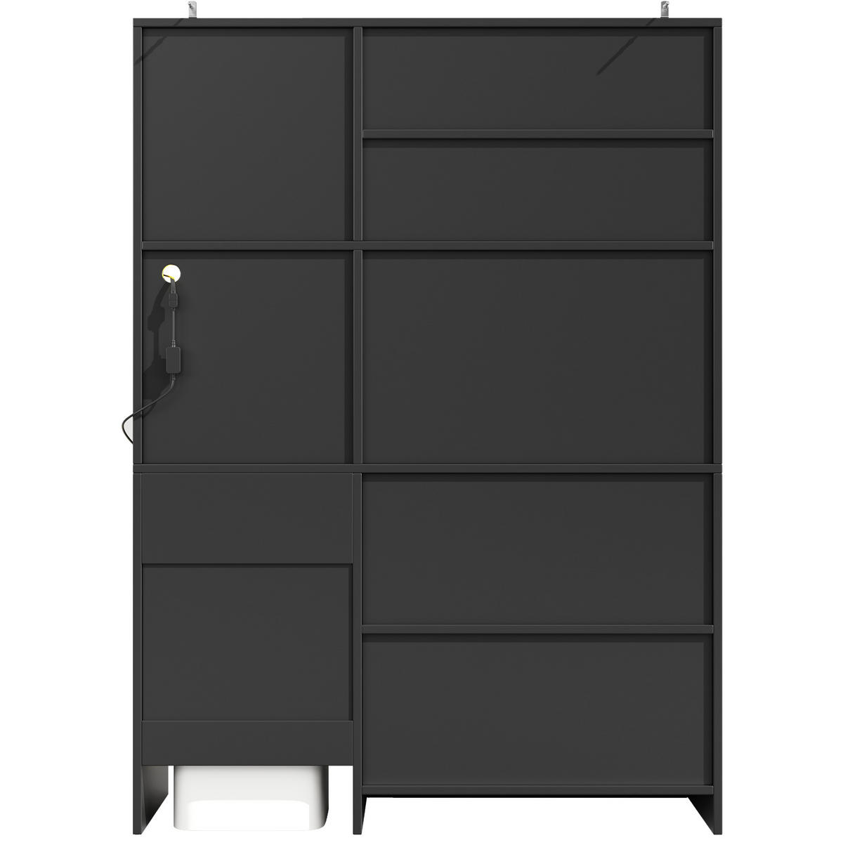 KUHINJSKI ormar 130/45/180 cm crni od MDF-a s LED rasvjetom i staklenim vratima - crna, drvni materijal (130/180/45cm) - OKWISH