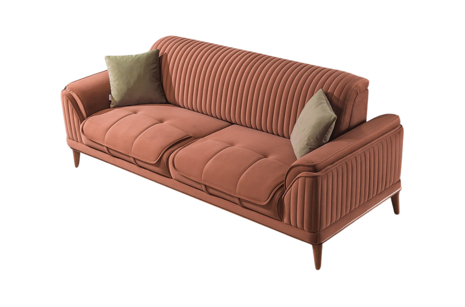 3 Sitzer SOFA Bond Samt Terracotta - Terracotta, Holz/Textil (230/85/100cm) - Villa Möbel