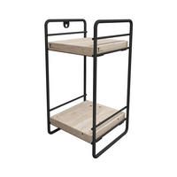 BADEZIMMERREGAL Pargas - Schwarz/Naturfarben, Holz/Metall (14/26/13cm) - [en.casa]