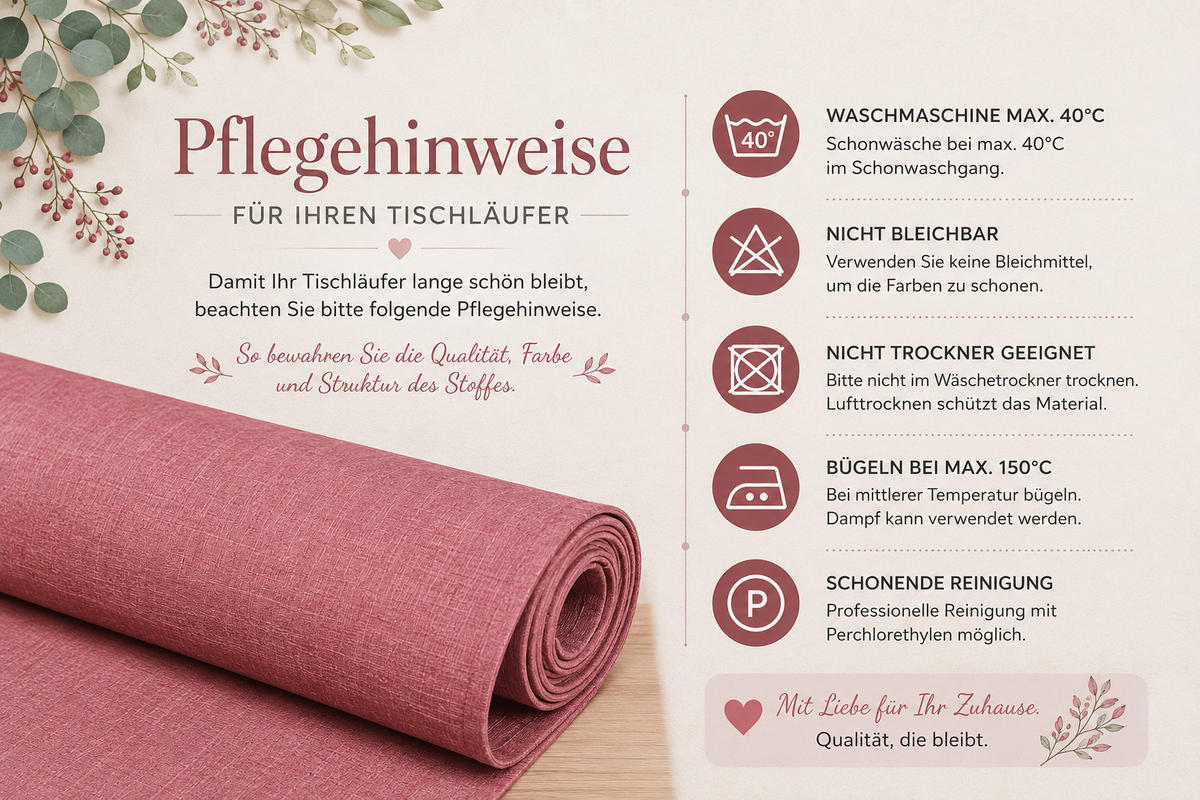 TISCHLÄUFER 40/100 cm Altrosa Leinenoptik - Altrosa, Textil (40/100cm) - TiborTex