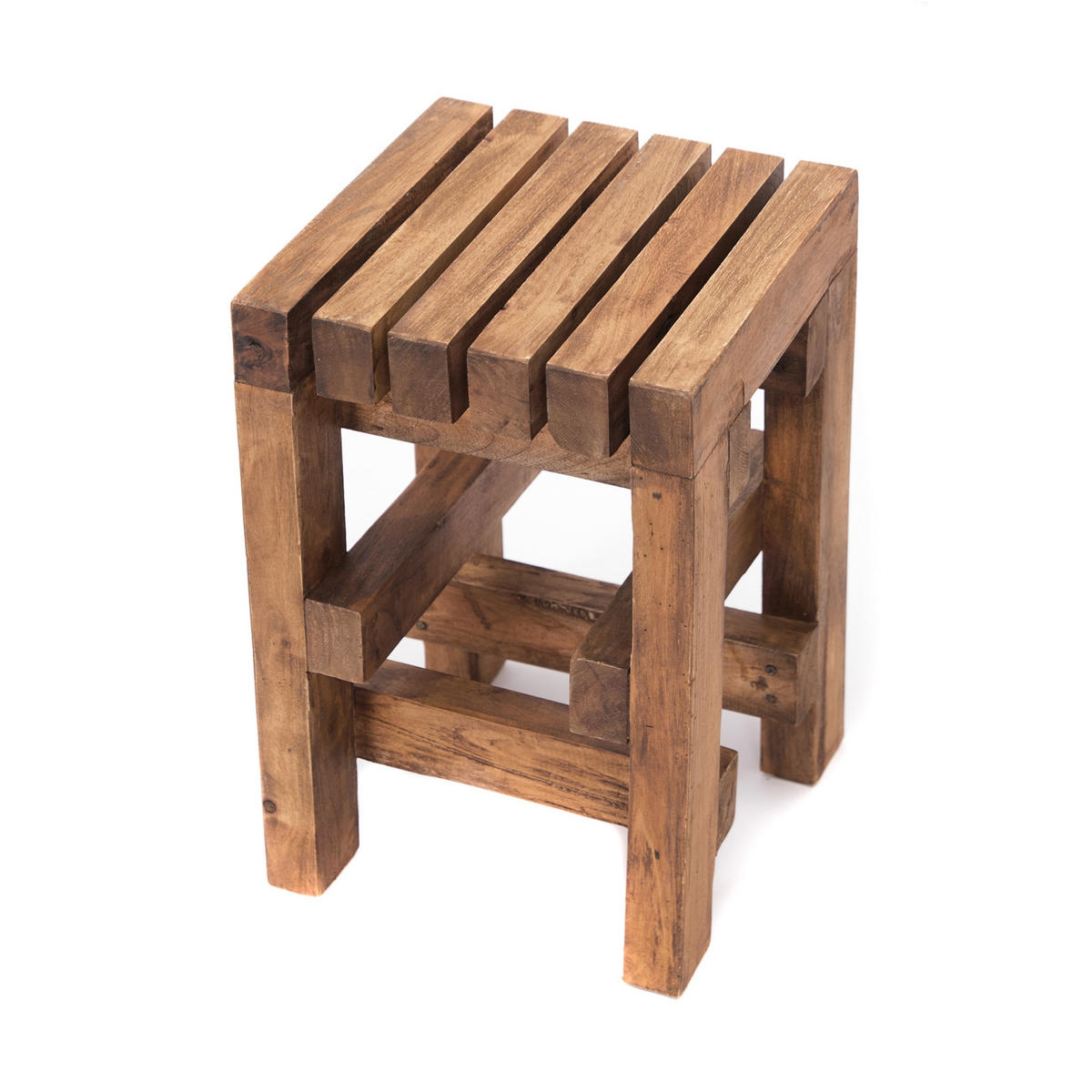 HOCKER Tetris Mahagoni Massivholz - Naturfarben, Holz (30/45/30cm) - CREEDWOOD