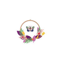 WANDDEKO Blumiger Schmetterling 31/31 cm - Multicolor, Wellpappe (31/31/1cm) - KUNSTLOFT