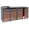 MÜLLTONNENBOX 4er/8er XL 117x284x98cm Metall 118kg Anthrazit Kirsche-Holzoptik Dunkelbraun - Kirschbaumfarben, Metall (284/117/98cm) - PROREGAL