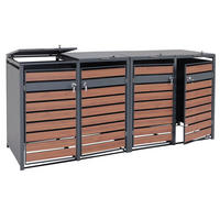 MÜLLTONNENBOX 4er/8er XL 117x284x98cm Metall 118kg Anthrazit Kirsche-Holzoptik Dunkelbraun - Kirschbaumfarben, Metall (284/117/98cm) - PROREGAL