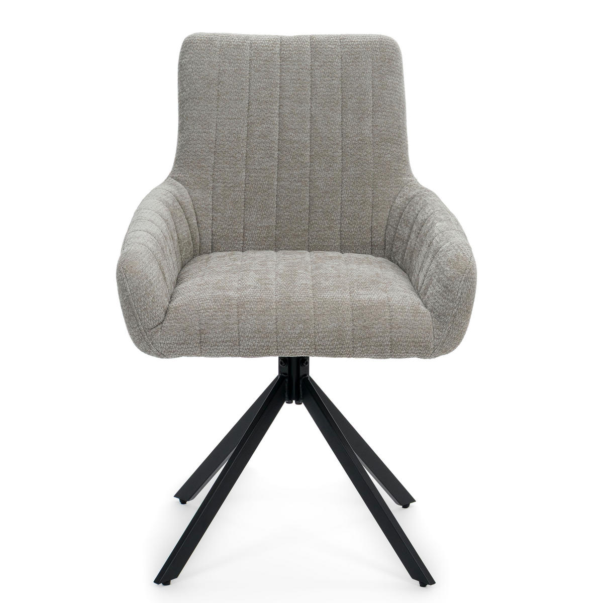 STUHL LUINO drehbar gepolsterter mit Steppung - hellgrau - Chenille - Hellgrau/Schwarz, Textil/Metall (58/87/60cm) - NEW HOME