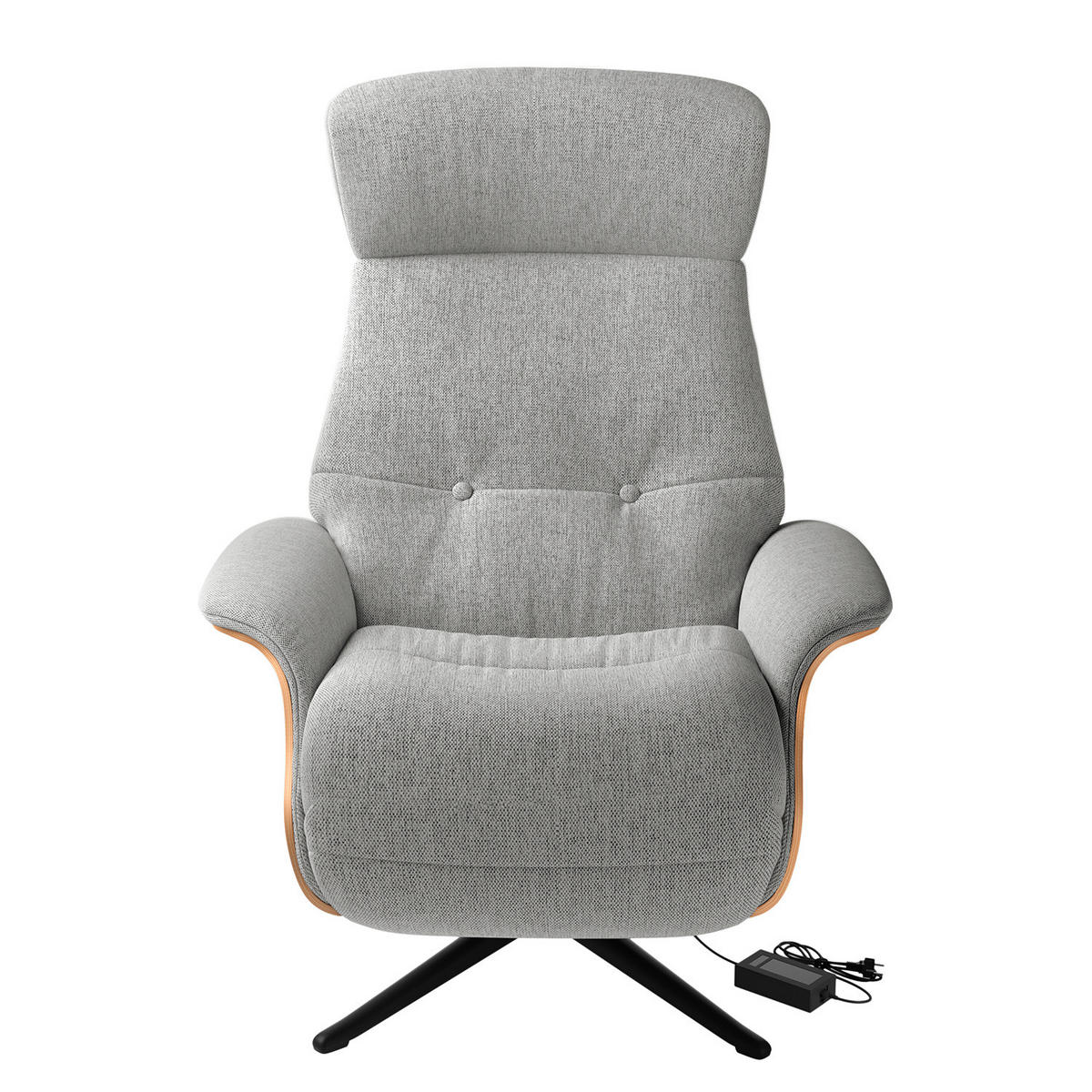 SESSEL - elektrisch verstellbar - Hellgrau/Schwarz, Textil/Metall (83/110/88cm) - home24