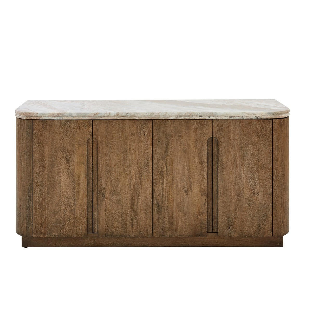 SIDEBOARD aus Massivholz und Marmor 162/80/43 cm - Beige, Holz (43/80/11cm) - Signature