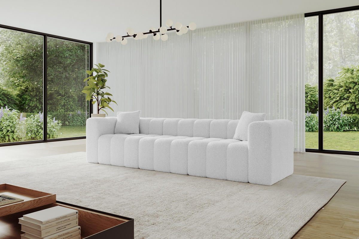 POHOVKA 3-MÍSTNÁ DONY-3 315x90x71 cm Bílá Buklé - bílá/černá, kompozitní dřevo/textil (315/71/90cm) - ALTDECOR