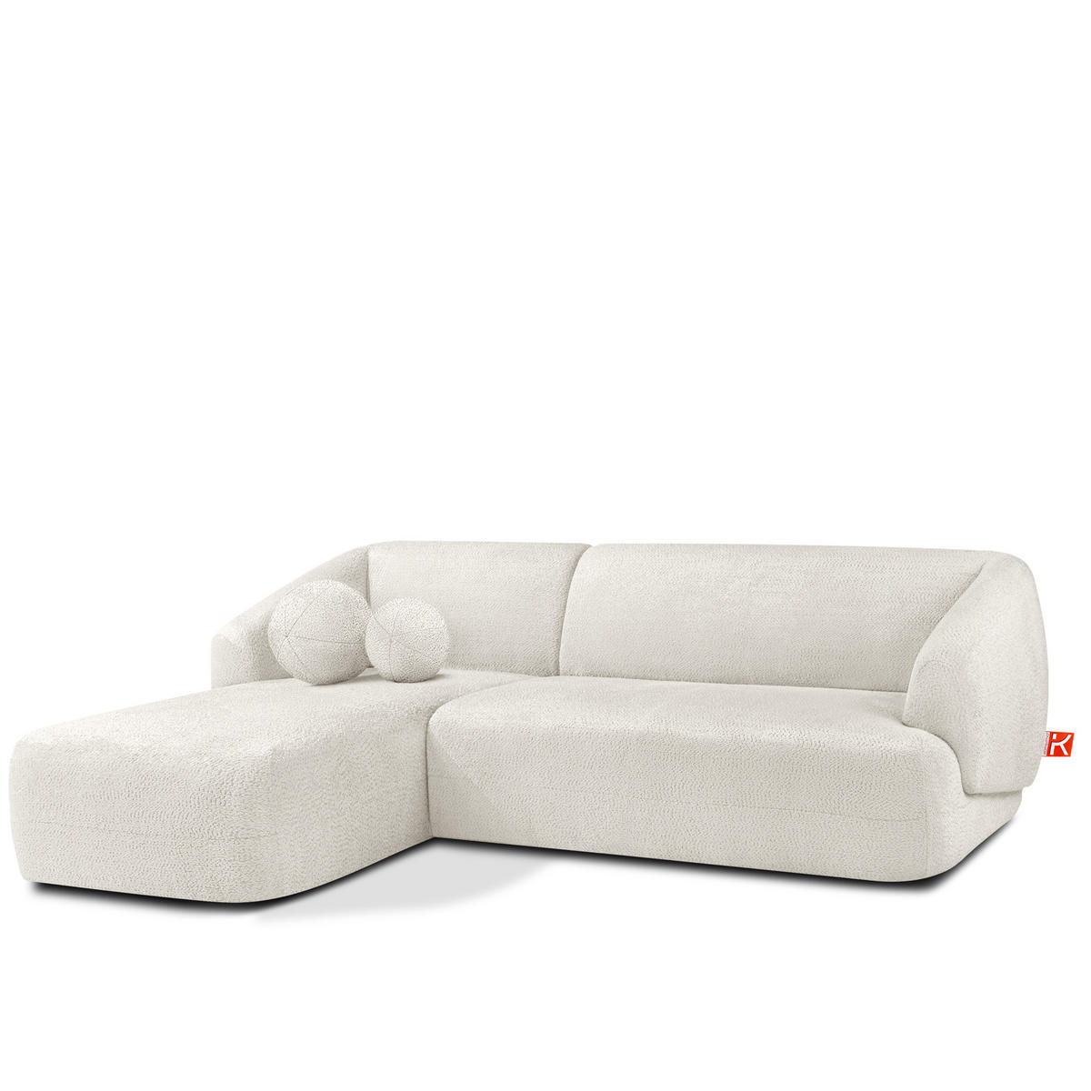 ECKSOFA LINKS VIRA, Weiß, Chenille - Schwarz/Weiß, Holz/Holzwerkstoff (300/160cm) - KONSIMO®