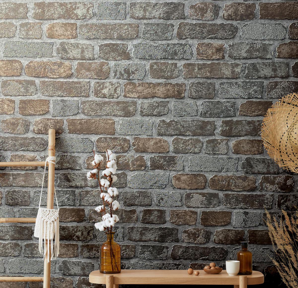 VLIESTAPETE Steinoptik Tapete greige - Greige, Papier (53/1005cm) - marburg