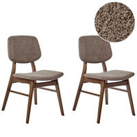 ESSZIMMERSTUHL 2er-Set Holz Dunkelbraun/Taupe Elaine - Dunkelbraun, Holz (48/81/54cm) - Beliani