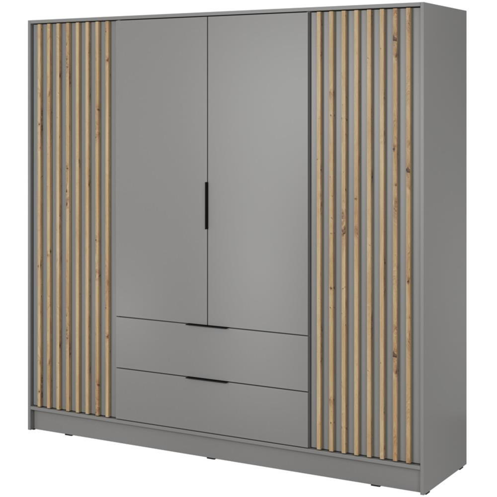 DREHTÜRENSCHRANK Kelly 206/200/51 4-türig grau - Schwarz/Grau, Holzwerkstoff/Kunststoff (206/200/51cm) - Beautysofa
