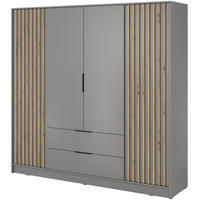 DREHTÜRENSCHRANK Kelly 206/200/51 4-türig grau - Schwarz/Grau, Holzwerkstoff/Kunststoff (206/200/51cm) - Beautysofa