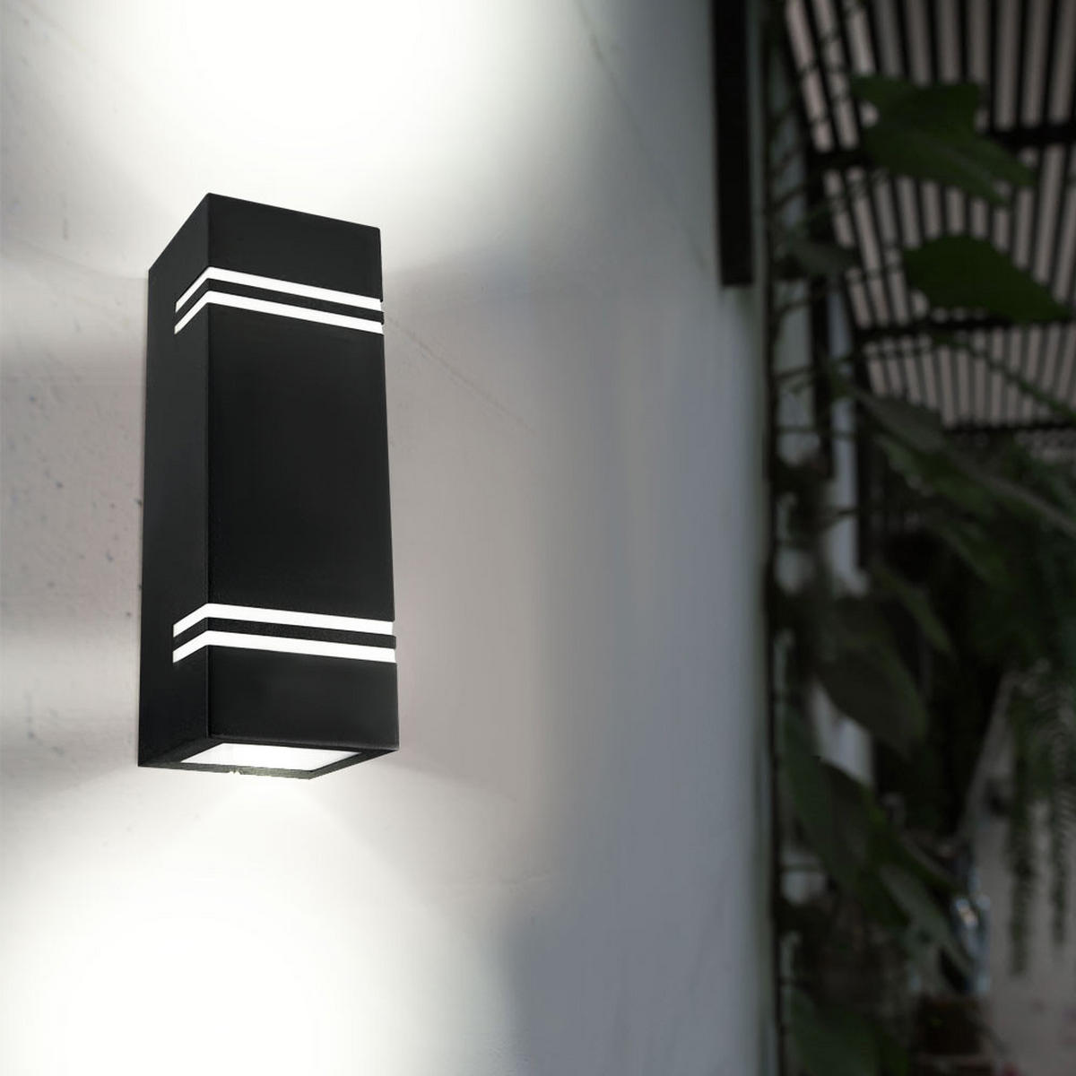 LED AUSSEN-WANDLEUCHTE Edelstahl Schwarz 2er Set - Schwarz, Metall (8.5/25/8.7cm)