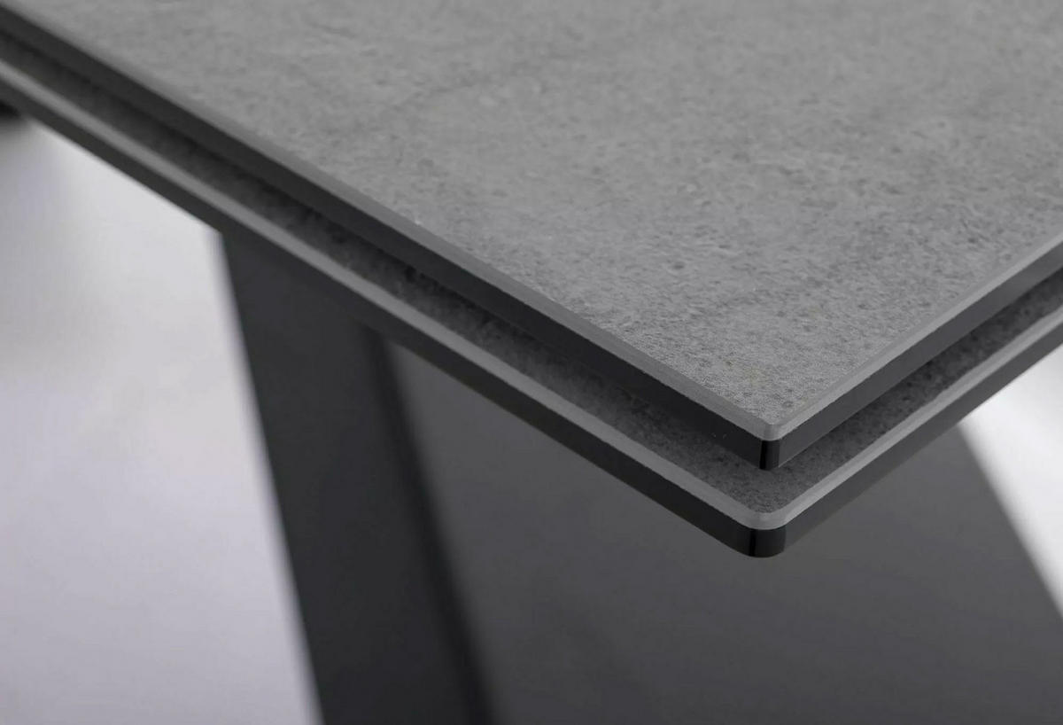 ESSTISCH Westin X / Schwarz Matt 160-240 / 90 / 77cm - Schwarz/Grau, Holz/Keramik (90/240/77cm) - Feldmann-Wohnen