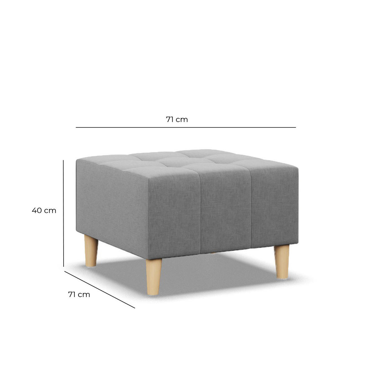 SITZPOUF 70x70 ELMA, Grau - Grau, Textil (70/40/70cm)