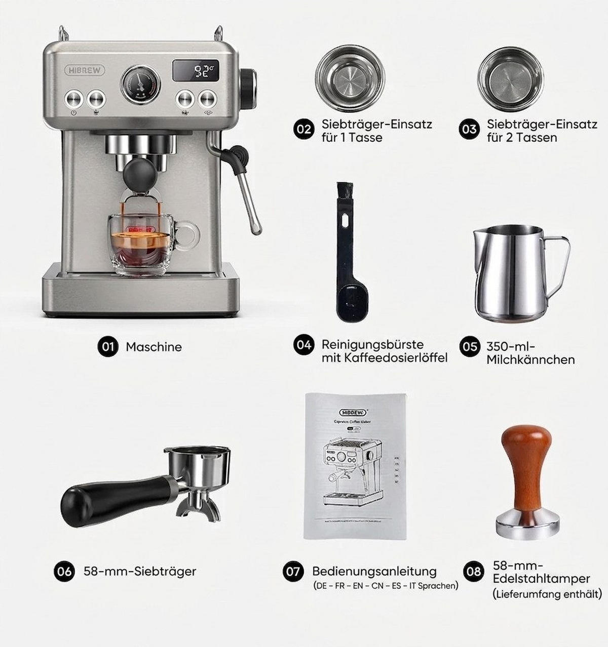 KAFFEEMASCHINE Multi-Kapsel 20 Bar, Espressoautomat Heiß- & Kalt-Modus - Silberfarben, Metall (22.9/32/25.9cm) - BEXEVUE