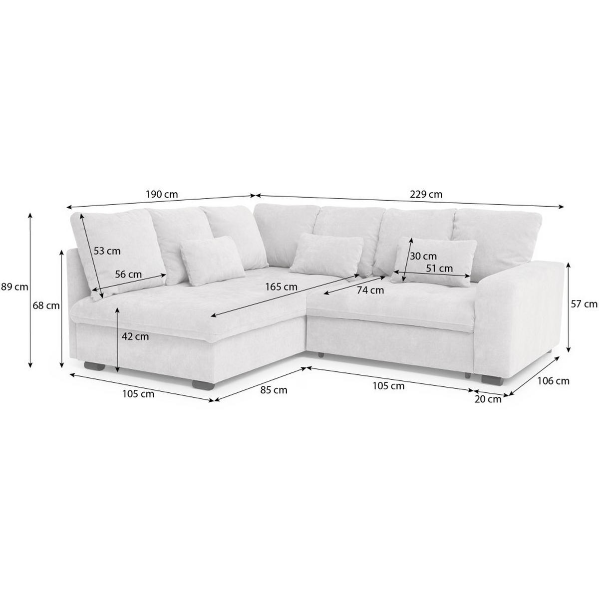 ECKSCHLAFSOFA Ramo mit Bettkasten, Topper gratis, Beige, links - Beige/Schwarz, Textil (229/190cm) - Beautysofa