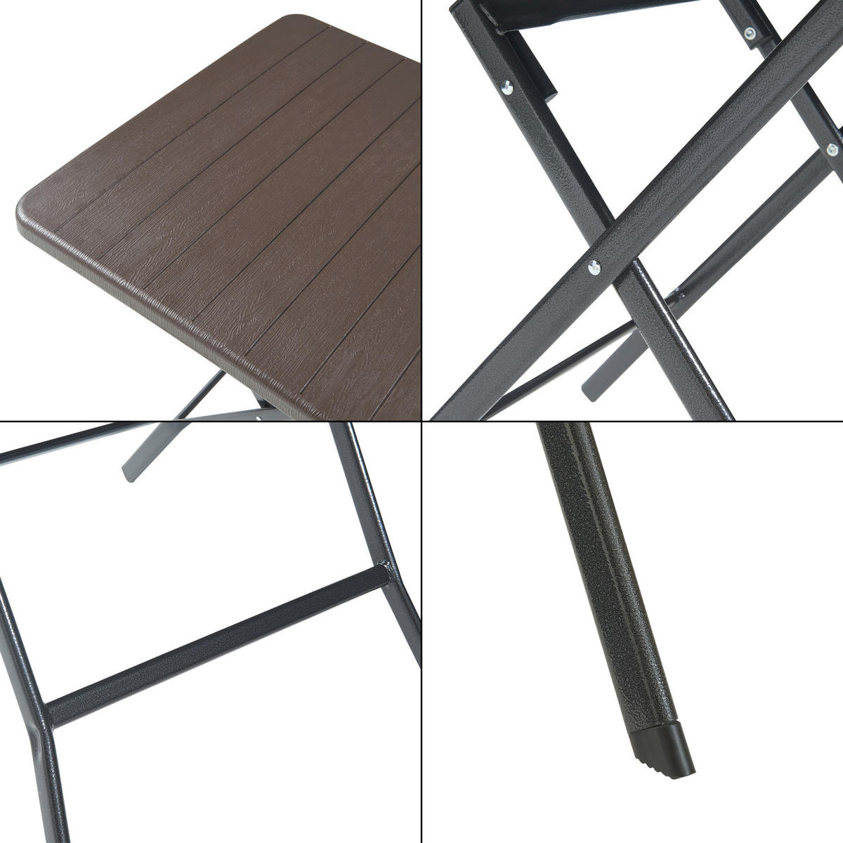 KLAPPTISCH Lillestrøm - Dunkelbraun, Kunststoff/Metall (78/78/74cm) - [en.casa]