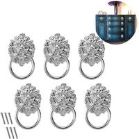 SCHRANKKNOPF Löwenkopf 6er-Set Zinklegierung - Silberfarben, Metall (4.2/3/6.9cm)