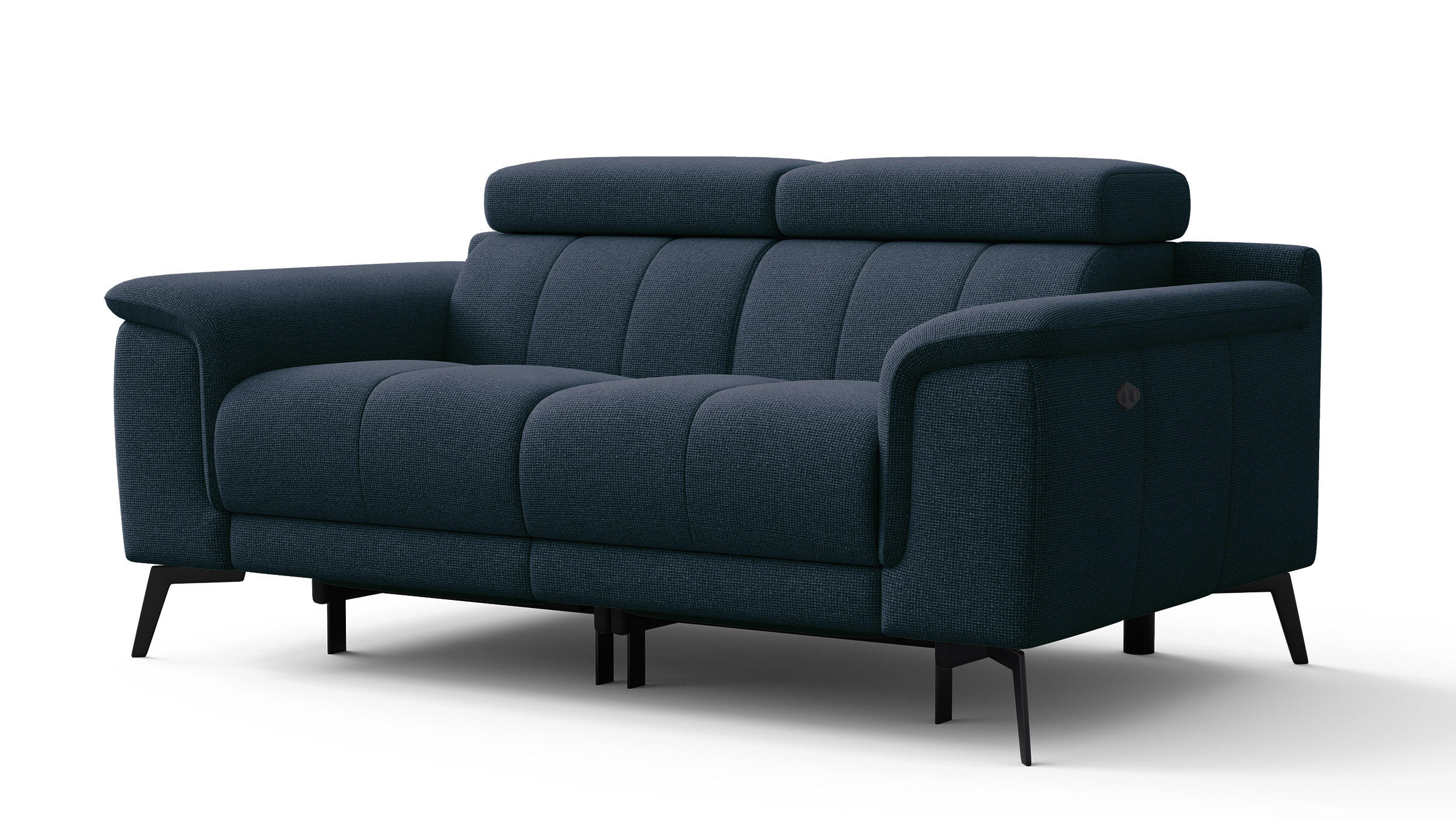 RELAXSOFA FIERO 2-Sitzer mit 2 Relaxfunktionen, dunkelblau - Schwarz/Dunkelblau, Holzwerkstoff/Textil (170/82/103cm) - Courtois Laville