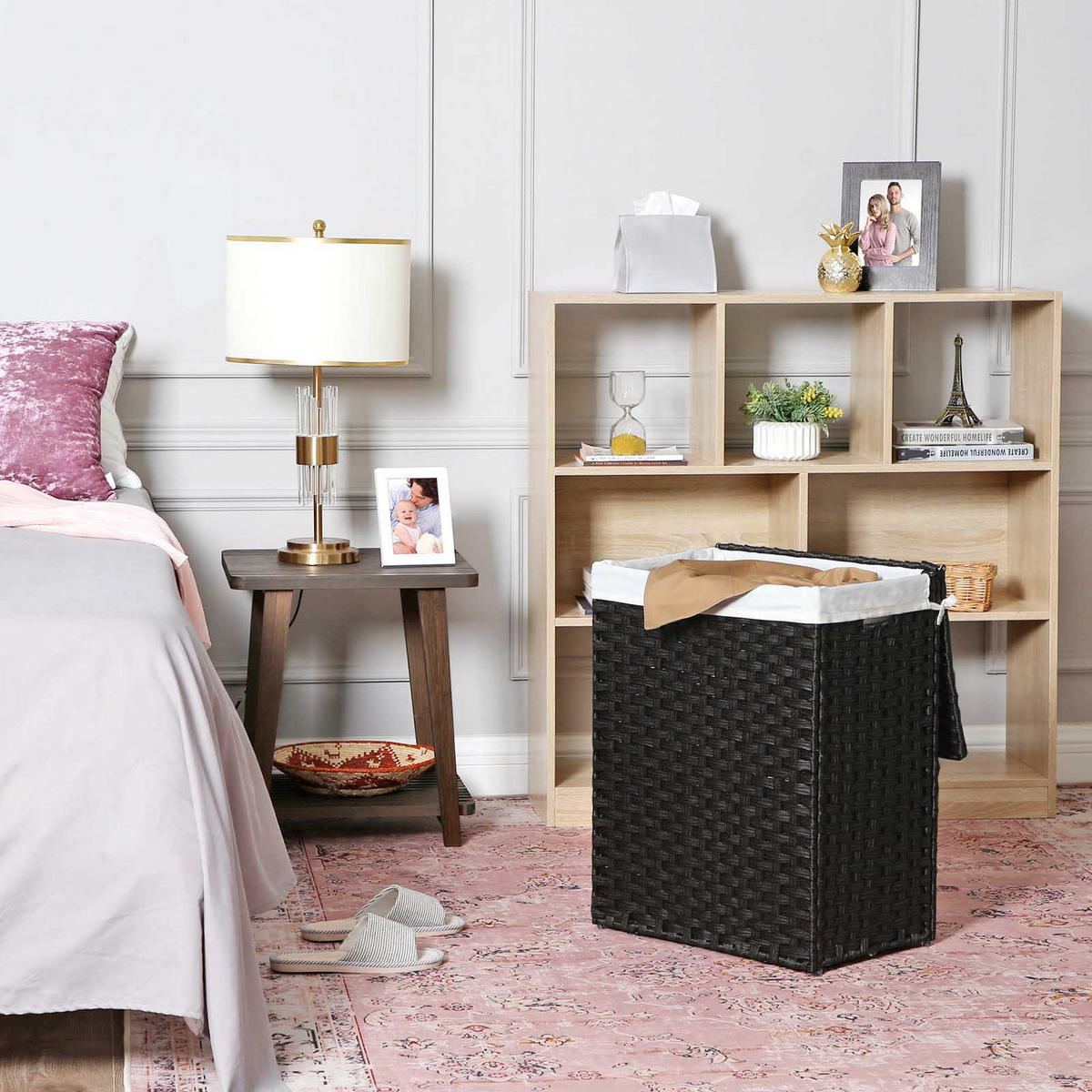 WÄSCHEKORB AUS POLYRATTAN - Schwarz, Kunststoff (33/60/46cm) - Hansiro