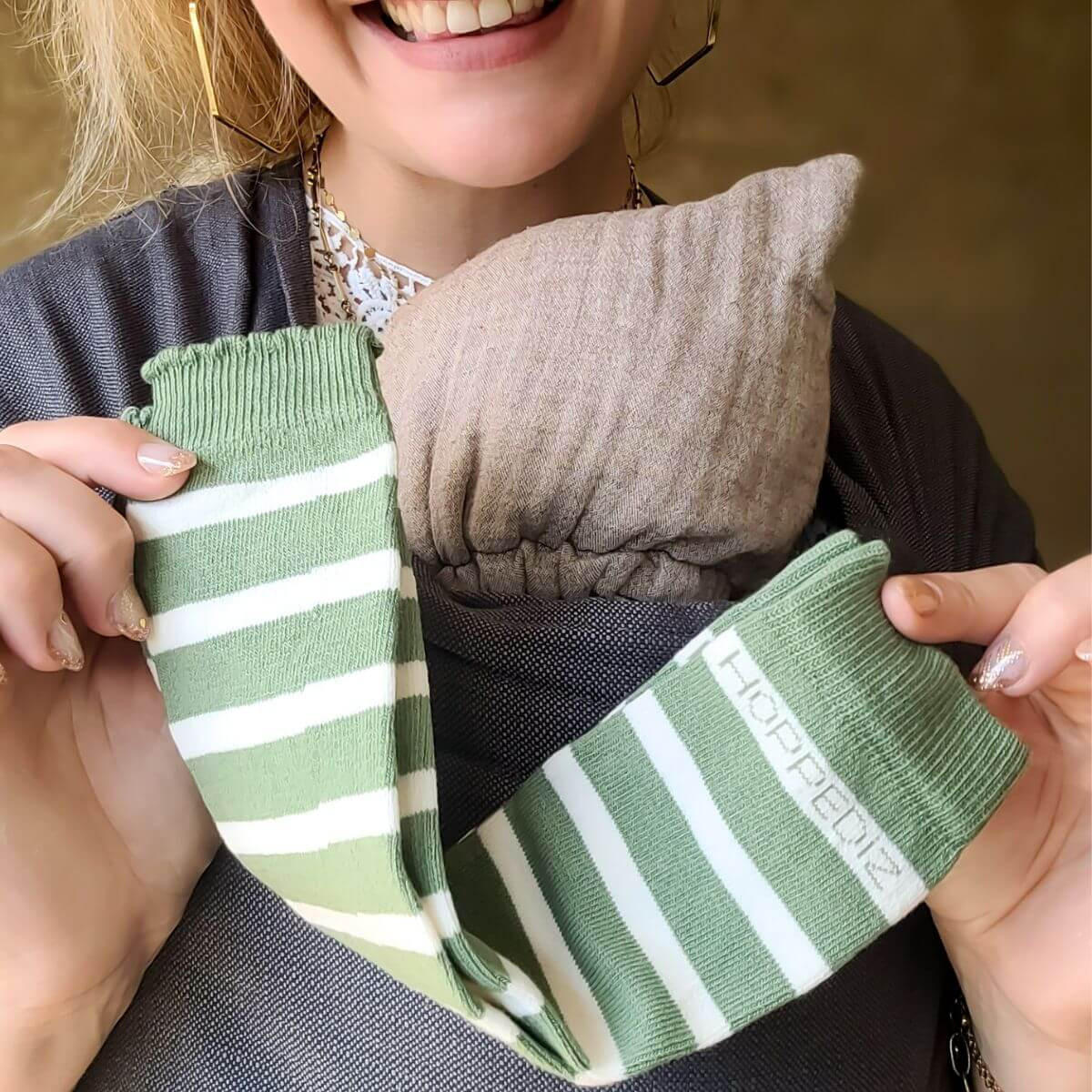 BEINSTULPEN Bio-Babystulpen - Creme/Grün, Textil (7.5/0.5/31cm) - Hoppediz