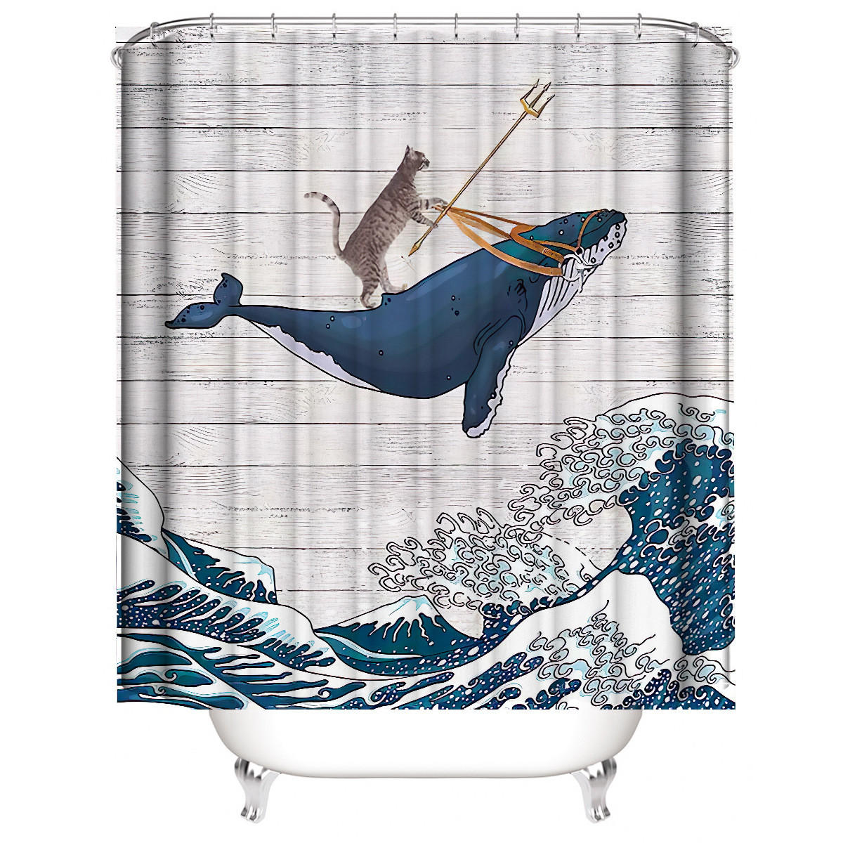 DUSCHVORHANG Katze humorvoll Muster Vintage Stoff orientalisch - Multicolor, Textil (180/180cm) - MCBOSON