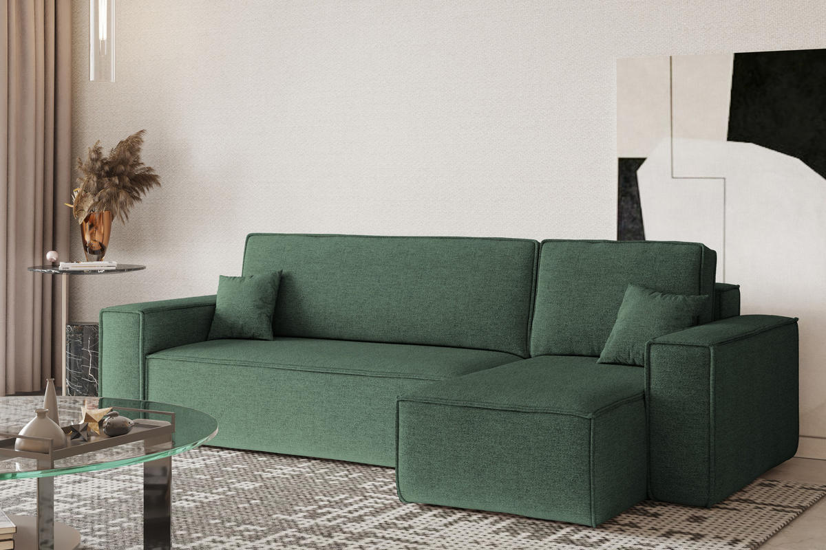ECKSOFA, Best L-Form, Stoff Neve, Olive, Rechts - Olivgrün, Holz (244/142cm) - Kaiser Möbel